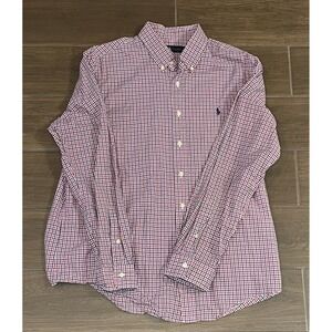 Ralph Lauren Shirt Men's XL Red White & Blue Gingham Check Button Up Pony Logo
